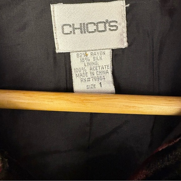 Chico’s Floral Crushed Velvet Shirt Jacket Holiday Elegant Office - Picture 2 of 6